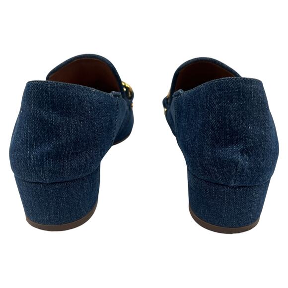 Veronica Beard Jaxon Chain Convertible Denim Pointed Toe Loafers Blue Sz 36 / 6 - Picture 4 of 7